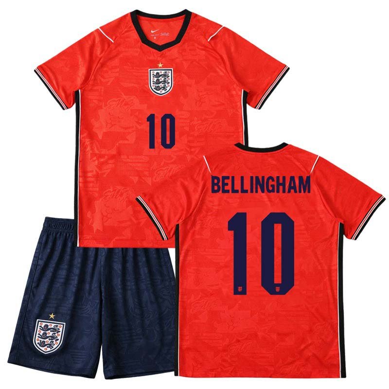 Anglie-MS-2026-dres-pro-deti-Bellingham-10-–-cerveny-fotbalovy-set طقم منتخب انكلترا الأحتياطي (خام لاعبين ماستر) - Image 1
